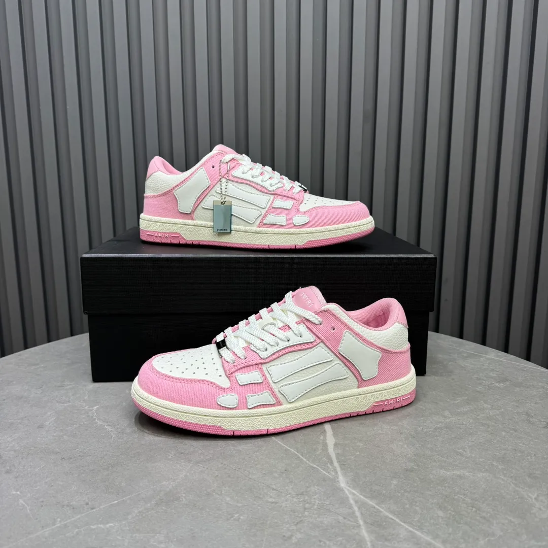Men's men's shoes 💰600 AMIRI high street sneakers with bone sports shoes, toe layer cowhide upper, upper side bones, hand-stitched, good three-dimensional effect, customized metal LOGO, size 38-45 46